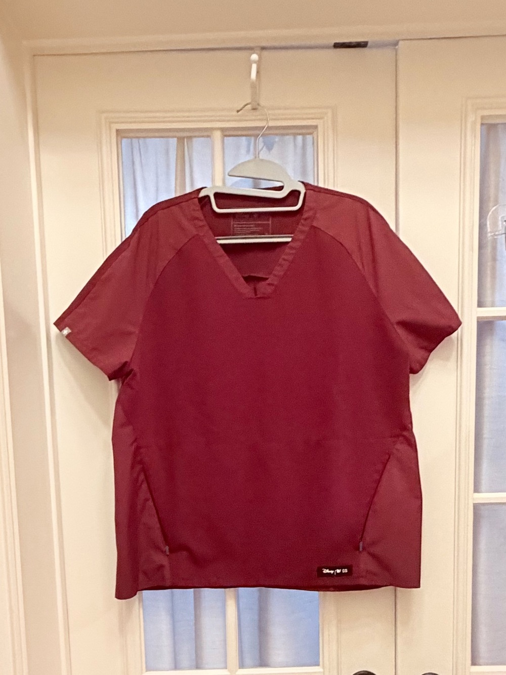 Disney Burgundy Disney Mickey Mouse Large Scrubs Top EUC